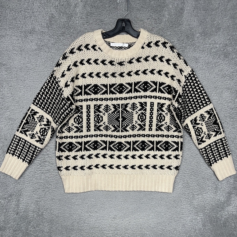 Altar'd State‎ Sweater Women's Size S Beige Fair Isle Knit Pullover Grandmacore